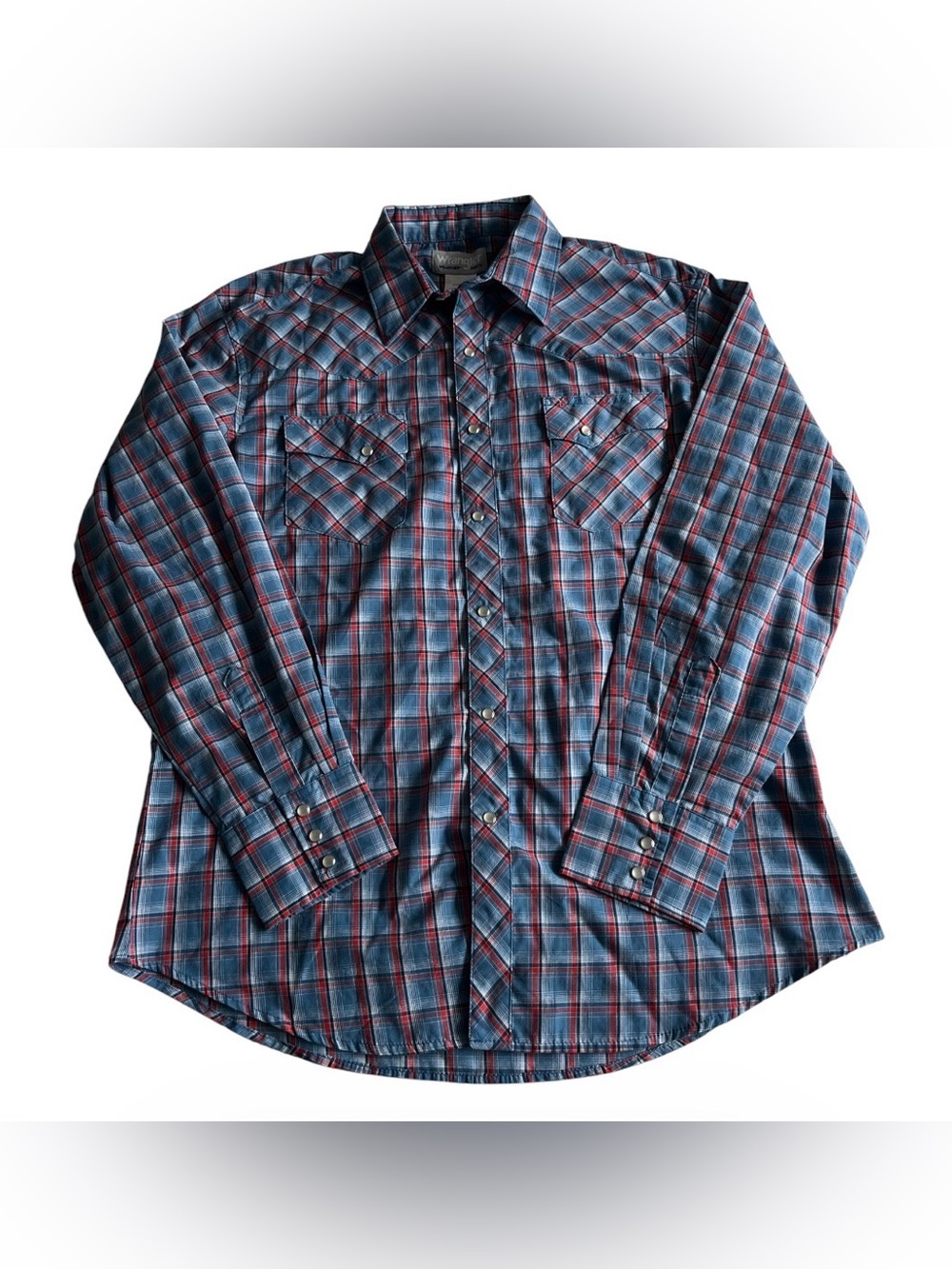 Men’s Wrangler Long Sleeve Pearl Snap Western Shirt Plaid Stripe Country Large